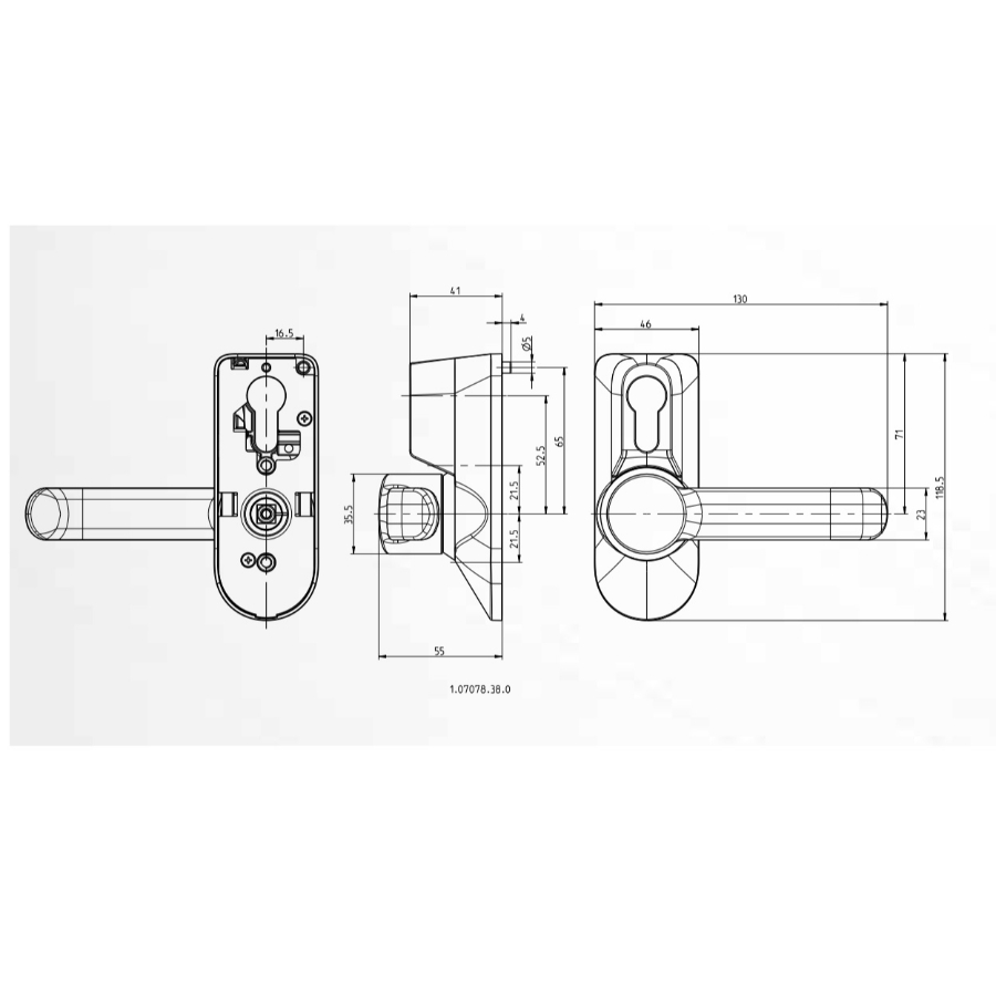 Poignée De Porte Externe CISA Manilla Avec Cylindre Intégré - Noir, Ambidextre - Compatible Modèles 59001 Et 59016